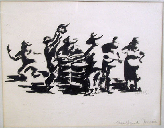 Mares, Original Ink on Paper, Steel Band Music