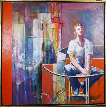 Benjamin Silva, Acrylic on Canvas Painting, Girl on the Balcony