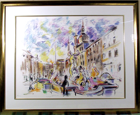 Wayne Ensrud , S/N Lithograph, Piazza Navonna,