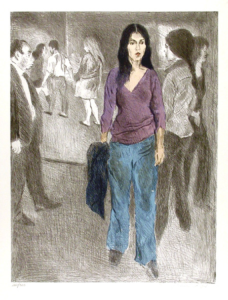 Raphael Soyer, Passing By, Lithograph
