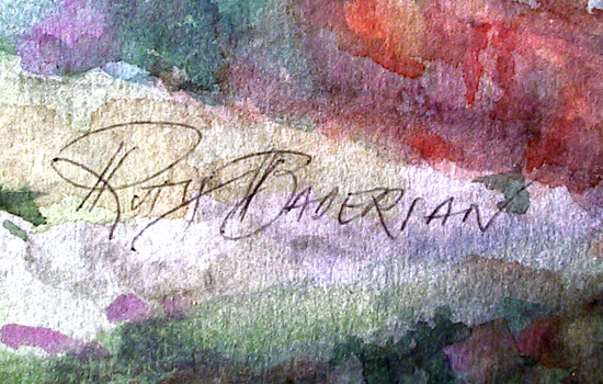 Ruth Baderian Watercolor Painting, Landscape