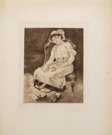 Pierre-August Renoir Etching, La Femme au Chat