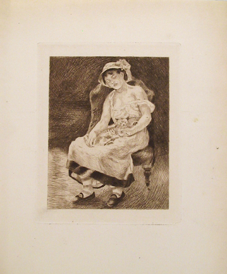 Pierre-August Renoir Etching, La Femme au Chat