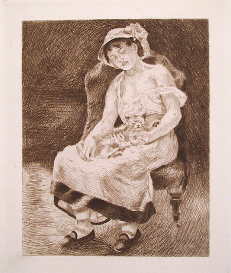 Pierre-August Renoir Etching, La Femme au Chat