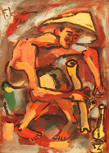 Pham Luc, Smoker, Arylic Painting