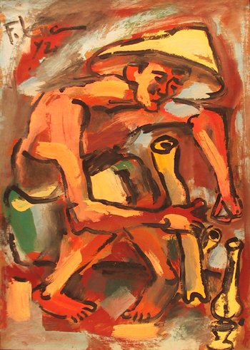Pham Luc, Smoker, Arylic Painting