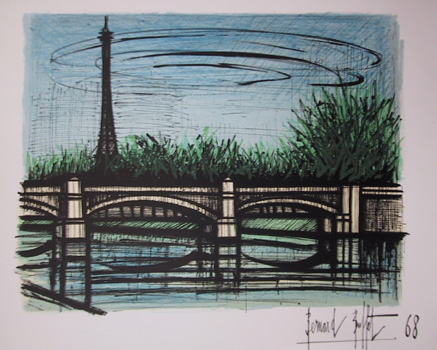 Bernard Buffet, Lithograph Bridge 1968
