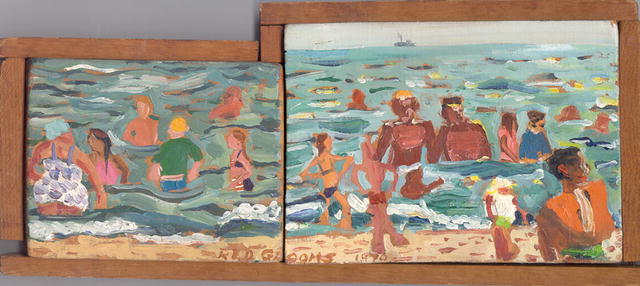 Red Grooms, At the Beach, Oil Painting