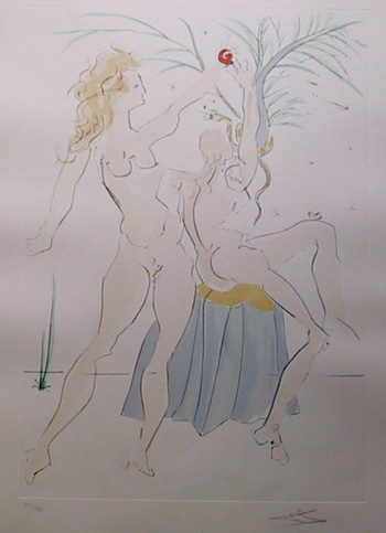 Salvador Dali, Adam and Eve, Color Etching