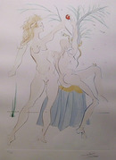 Salvador Dali, Adam and Eve, Color Etching
