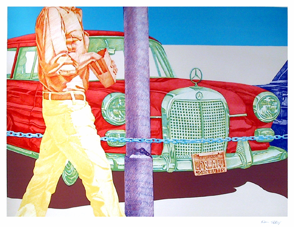 Don Eddy, Red Mercedes, Signed Lithograph