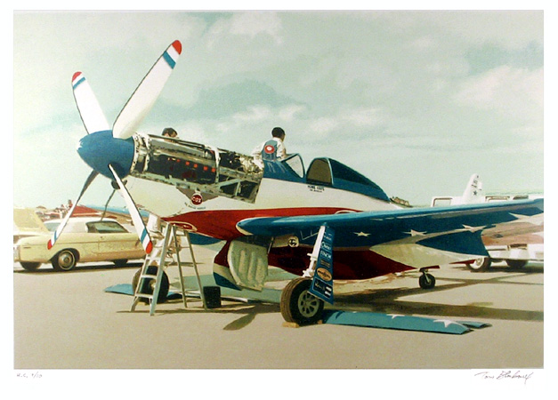 Tom Blackwell, Serigraph, Mustang Airplane
