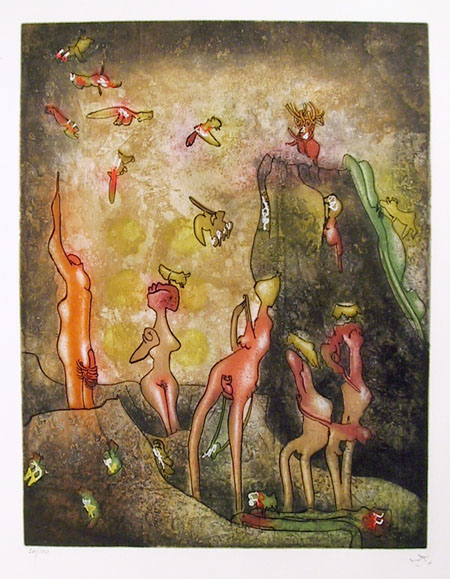 Roberto Matta Aquatint Etching, Nid de Noeds