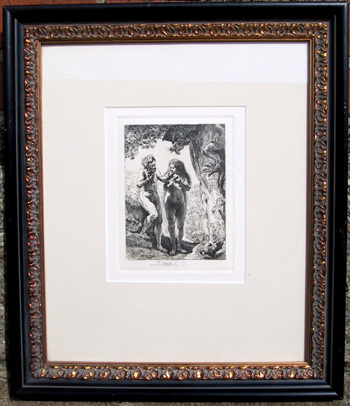 Rembrandt Etching, Adam and Eve