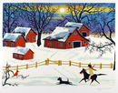 Kay Ameche Serigraph, Barn, Folk Art