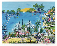 Kay Ameche Serigraph, Sunset, Folk Art
