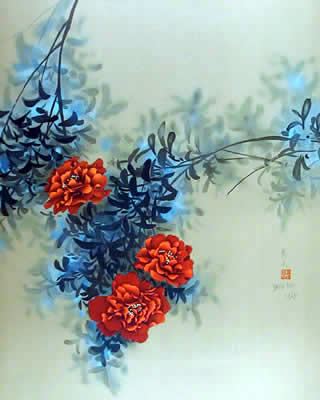 David Lee Signed Lithograph, Flowers