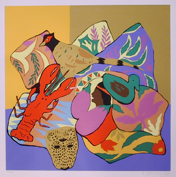 Hunt Slonem S/N Serigraph, Lobster