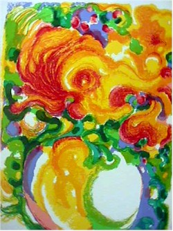 R.J. Christensen S/N Lithograph, Zinnias