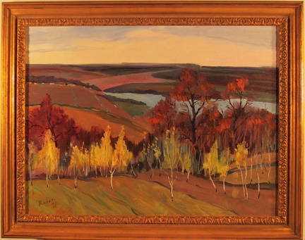 Rober, Framed Oil on Canvas Painting, Landscape