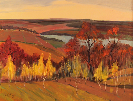 Rober, Framed Oil on Canvas Painting, Landscape