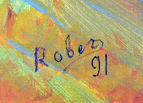 Rober, Framed Oil on Canvas Painting, Landscape