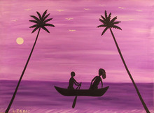 L. Isaac Oil on Canvas Painting, Island art