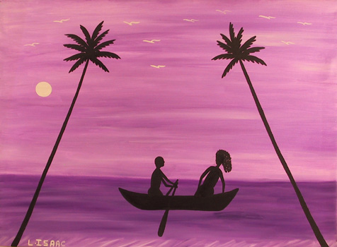 L. Isaac Oil on Canvas Painting, Island art