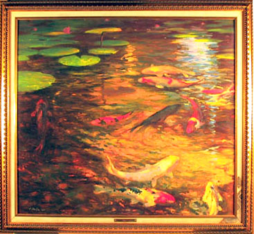 Raymond Vinella Framed Oil Painting, Japanese