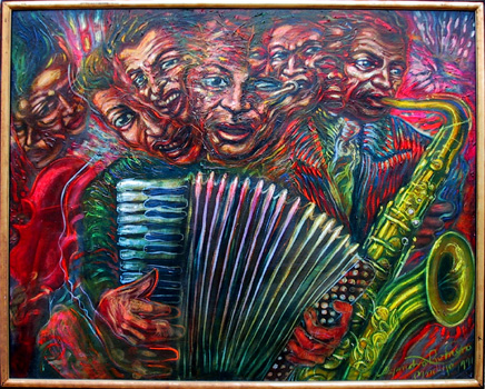 Alejandro Romero Oil on Canvas Painting, Jazz