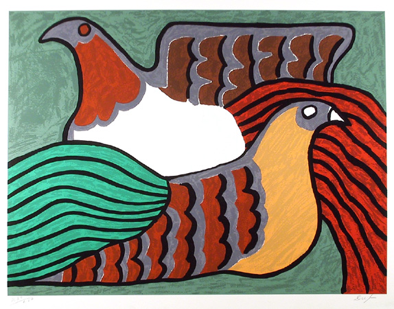 Victor Delfin S/N Serigraph Print, Hens