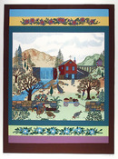 Jack Hofflander Serigraph, Barnyard, Folk Art