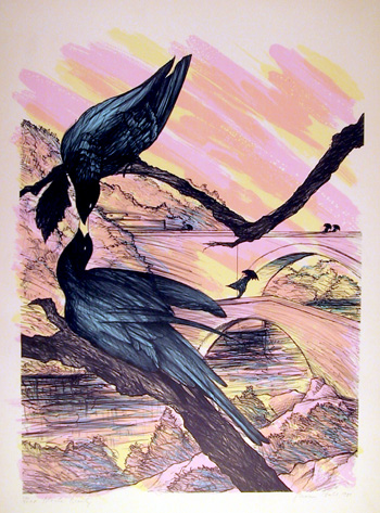 Susan Hall S/N Lithograph, Black Beauty (Bird)