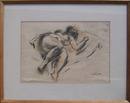 Jean Liberte Framed Charcoal Drawing Nude