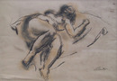 Jean Liberte Framed Charcoal Drawing Nude