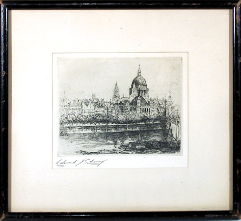 Edward Cherry Framed Etching, St. Paul from the