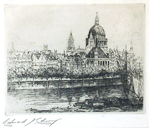 Edward Cherry Framed Etching, St. Paul from the