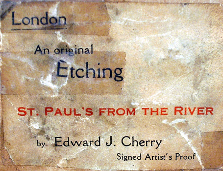 Edward Cherry Framed Etching, St. Paul from the