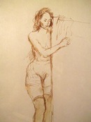 Raphael Soyer Ink Drawing on Paper, Nude