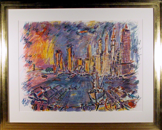 Wayne Ensrud, Manhattan From Brooklyn, Lithogra