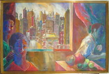 Benjamin Silva Brazilian Painting Three Figures