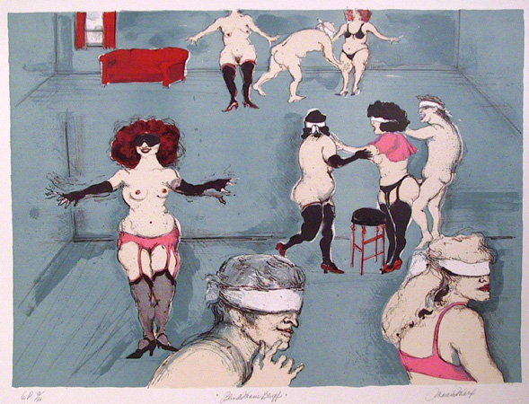 Marcia Marx S/N Lithograph, Blindman's Bluff