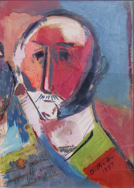 Otto Botto Signed Watercolor Painting, Portrait