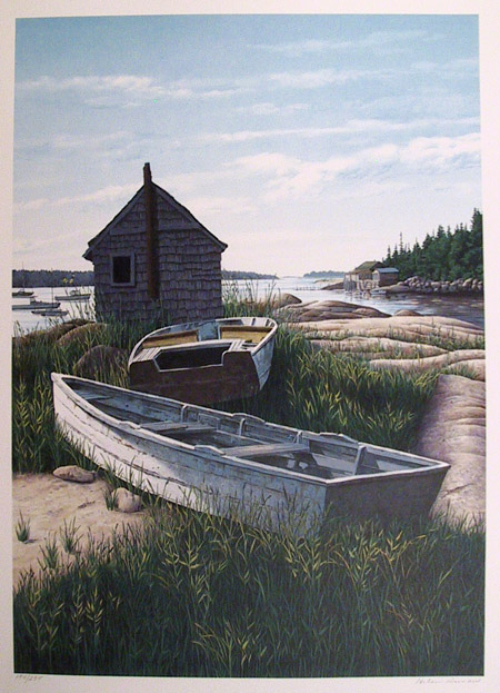 Helen Rundell S/N Lithograph, Boats in Landscape