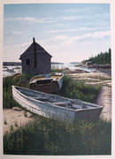 Helen Rundell S/N Lithograph, Boats in Landscape