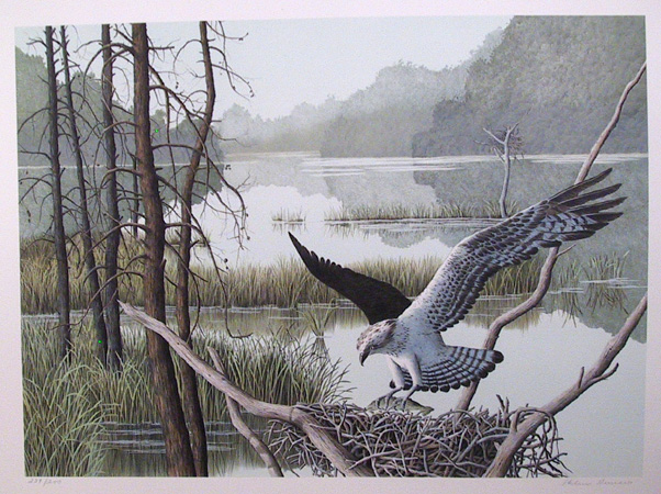 Helen Rundell S/N Lithograph, Bird, Landscape