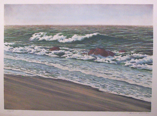 Helen Rundell Lithograph, Beach, Seascape