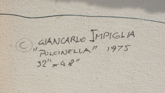 Giancarlo Impiglia, Oil on Canvas Painting, Pulcinella