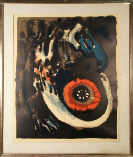Hideo Yoshihara S/N Lithograph, Red Flower,