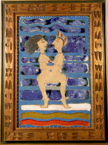Toledo Etched & Painted Plaster,Egyptian Nudes Embrace